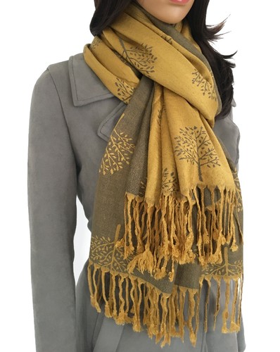 Ladies Tree of Life Pashmina Shawl Wrap Long Large Scarf Blanket Scarves Winter - Picture 3 of 738