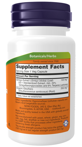 NOW**200 Veg Capsules**GINKGO BILOBA -Double Strength 120 mg (LIMITED TIME SALE) - Picture 3 of 5