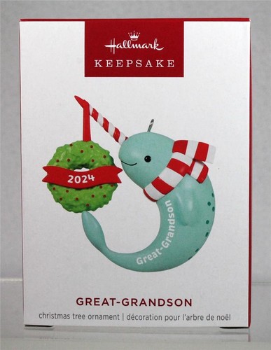2024 Hallmark Ornament - 'GREAT-GRANDSON' w/Narwhal - Dated 2024 - New in Box - Bild 1 von 3