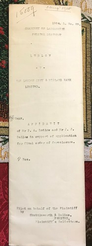 VEREINIGTES KÖNIGREICH/1904/05 EIDESSTATTLICHE ERKLÄRUNG LUDLOW vs THE LONDON CITY & MIDLAND BANL LTD   - Bild 1 von 3