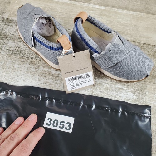 Toms Tiny Kids Sz 8 Blue White Heritage Canvas Slip On Alp Resident Sneakers - Picture 13 of 13