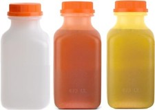 [30 Pack] 12oz Round Clear Juice Bottles with White Caps