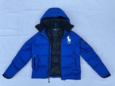 Rare Vtg 90s Polo Ralph Lauren PRL Blue Hooded Puffer Jacket Ski Snow Coat