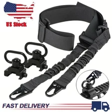 Tactical 2 Point Rifle Gun Sling + QD Push Button Sling Swivel 20mm Rail Mount