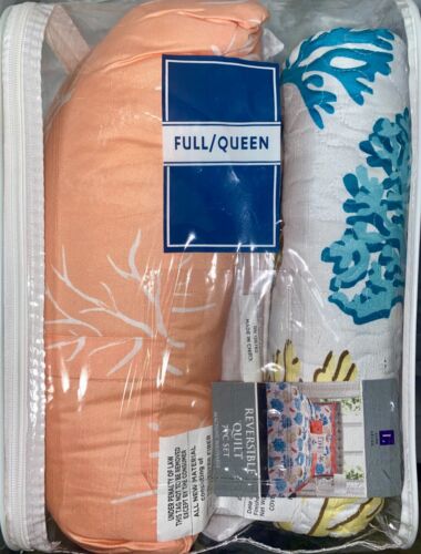 Lush Decor~ Coastal Reef Feather, Reversible quilt, 7pc set, Full/Queen New! - Picture 4 of 4