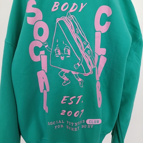 Cotton On Body Plush Premium Embroidered Graphic Hoodie Size XL Green Soft Feel - Picture 5 of 14