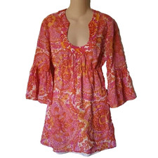 Trina Turk Bonita Orange Pink Retro Style Dress Size 6