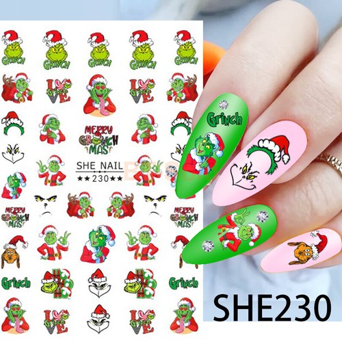6 Blatt/Set The Grinch Weihnachten Weihnachten Cartoon Nagelverbesserung Aufkleber - Bild 7 von 7