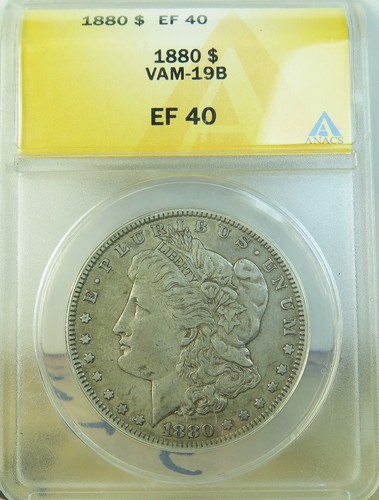 1880 Morgna dollar ANACS XF40 *VAM 19B pitted ED spiked hir front* EP - Picture 1 of 3