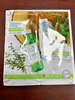 2 Sample/Travel Biolage RAW Antidandruff Shampoo Rebalance Conditioner .34oz NEW