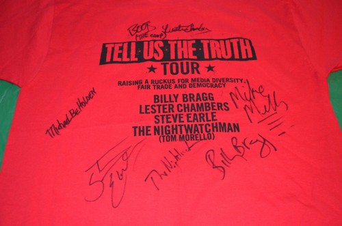 Tell Us The Truth Tour Fully Signed Red Tour Shirt L Tom Morello Steve Earle REM - 第 1/1 張圖片