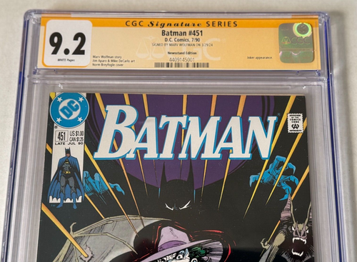 Batman 451 CGC SS 9.2 firmado por Marv Wolfman Iconic Joker clásico 1990 DC Comics - Imagen 3 de 4