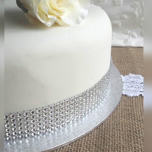 Silver Diamante Effect Mesh Ribbon.Wedding Bridal Rhinestones Cake Crystal Bling - Picture 3 of 3