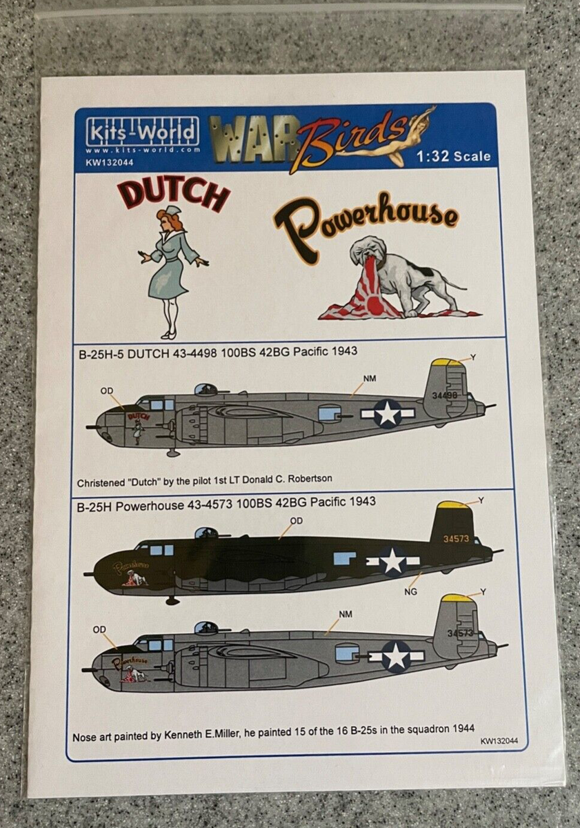 1:32 Kits World Decals KW132044 B-25 Mitchell for HK Models 1:32 Kits World Decals KW132044 B-25 Mitchell for HK Models