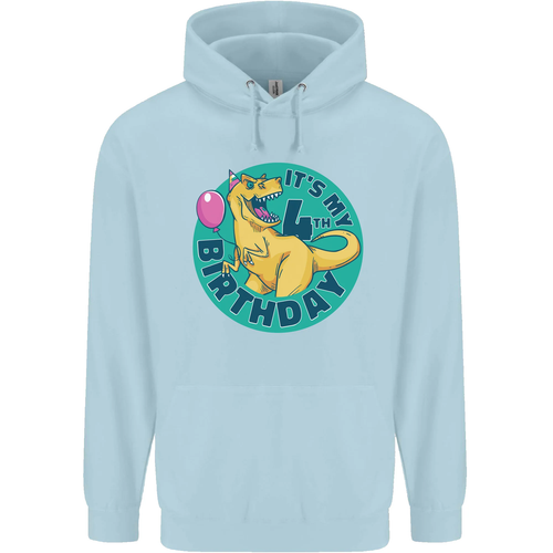 4th Birthday Dinosaur T-Rex 4 Year Old Childrens Kids Hoodie - Picture 63 of 88