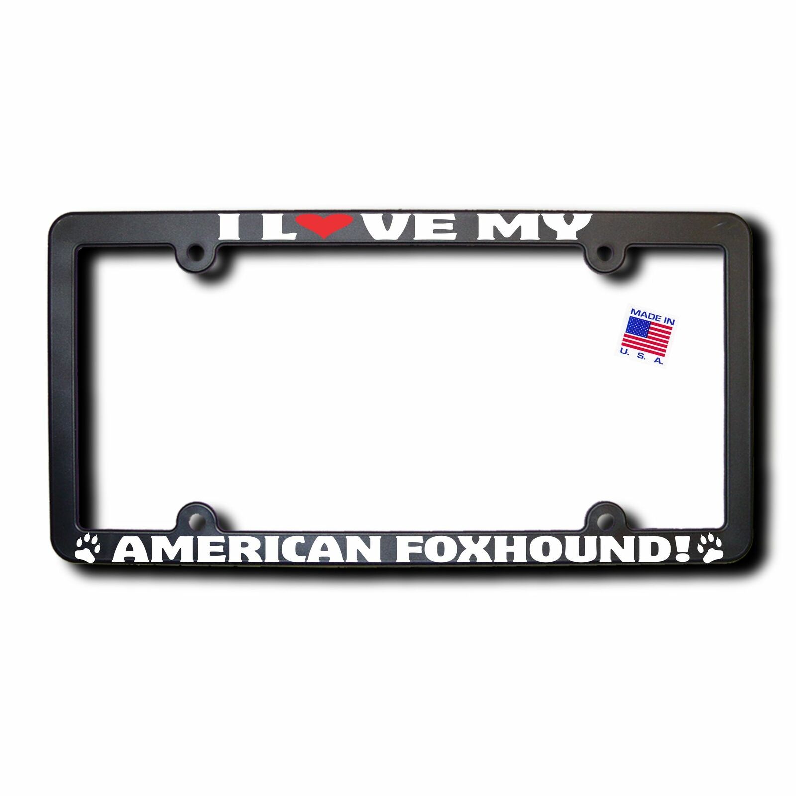 I Love My AMERICAN FOXHOUND License Frame w/Reflective Text