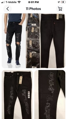 Levi's Levis 512 Slim Taper Black Crash Deconstructed Ripped Jeans 288330365 - Picture 7 of 10
