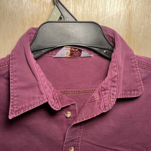 Carhartt uomo XL cotone pesante tela bottoni robusto outdoor viola vintage - Foto 3 di 4
