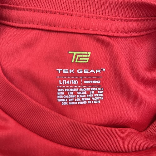 TEK Gear Boys Sport Athletic Top Football T-Shirt Large L 14/16 Red Short Sleeve - Picture 6 of 6