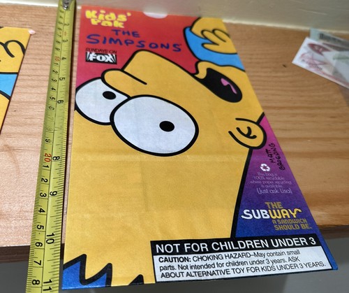 The Simpsons Rare Subway lunch bag 1997( Lot Of 3 ) Nice Original Shape Unused - Picture 7 of 12