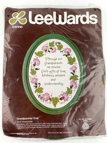 LeeWards Grandparents Oval Embroidery Kit With Frame #45229 Finished Size 9"x12" - Picture 1 of 8
