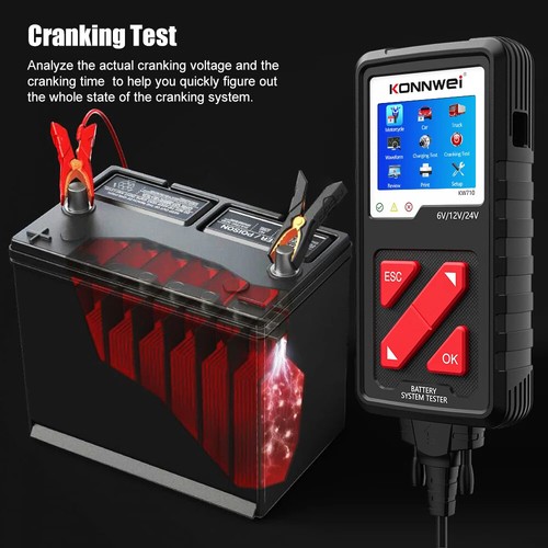 12V/24V Motorcycle Car Truck 2000CCA Charging Cranking Test Tools Battery Tester - Picture 6 of 16