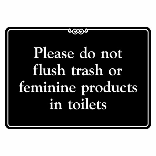 Please Do Not Flush Trash or Feminine Products in Toilets Sign Plaque Bathroom - Picture 25 of 80