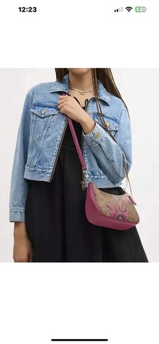 COACH CAA70 Teri Shoulder Bag Signature Canvas &Leather Bow Print Tan/Pink Multi - Picture 4 of 8