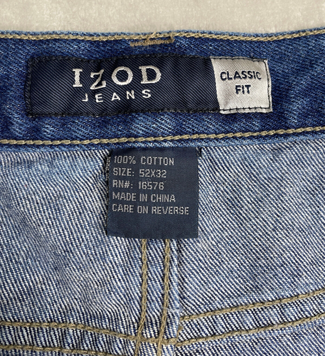 IZOD Jeans Mens 50x28 Blue Straight Leg Denim Pants Relaxed Fit (Tag 52x32) - Picture 3 of 10