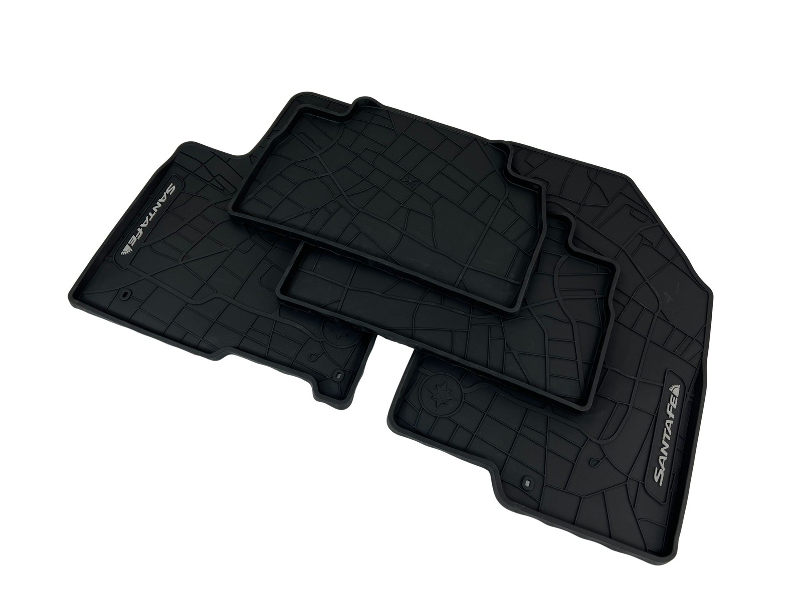 Original Hyundai Rubber Mats Black Santa Fe 4 TM Rubber Logo Year 2018