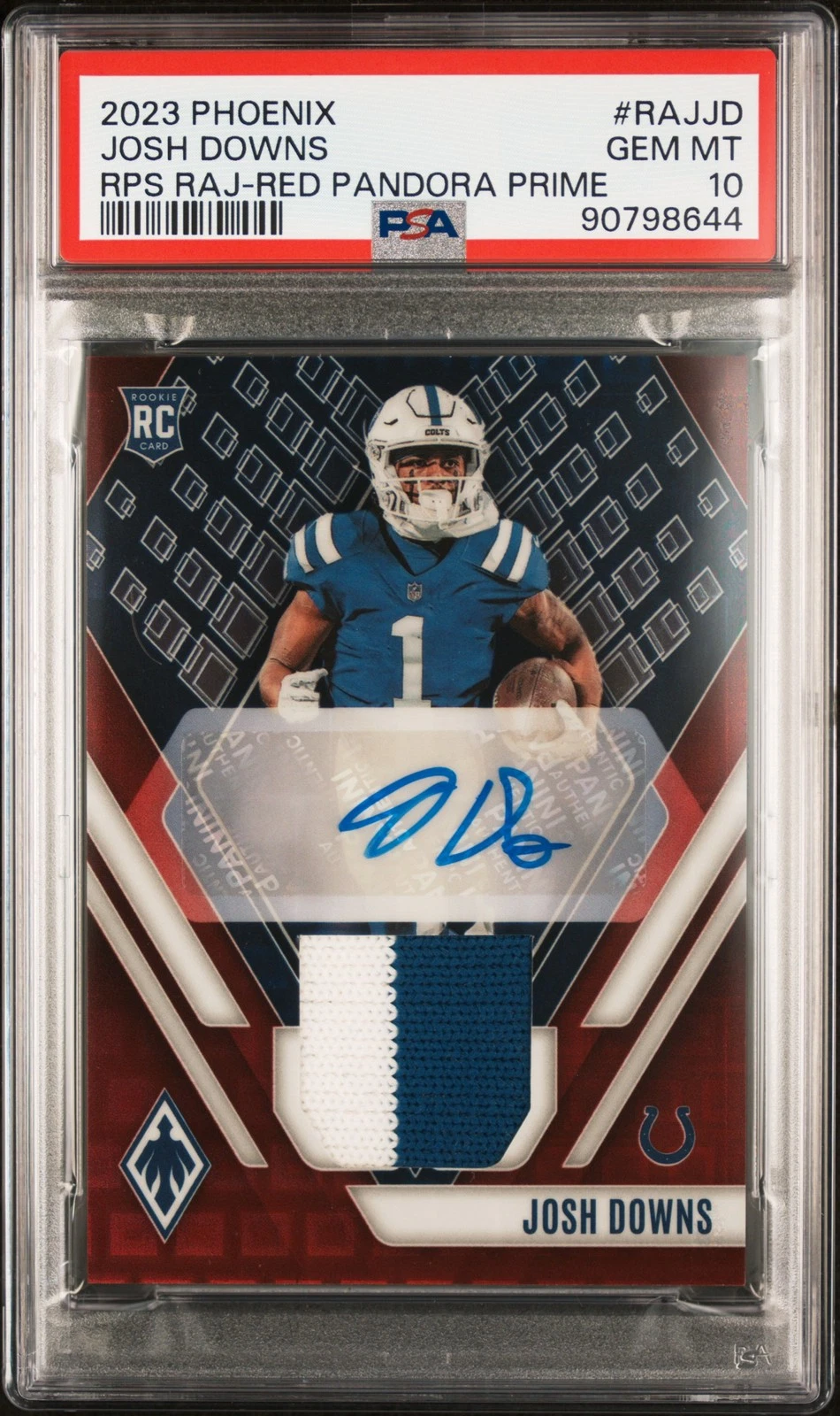 Josh Downs Panini Phoenix Rps Rookie Auto Jersey #RAJJD Red Pandora Prime