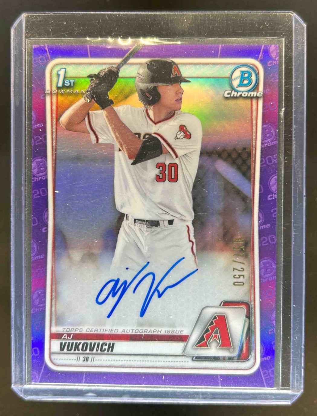 2020 Bowman Draft AJ Vukovich Chrome Auto Purple Refractor #57/250