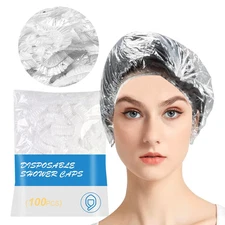 100 Disposable Shower Hair Cap Large Plastic Reusable Waterproof Bath Travel