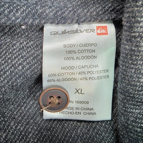 Quiksilver Mens XL Hooded Flannel Shirt Jacket Gray Button Up Long Sleeve - Picture 6 of 8