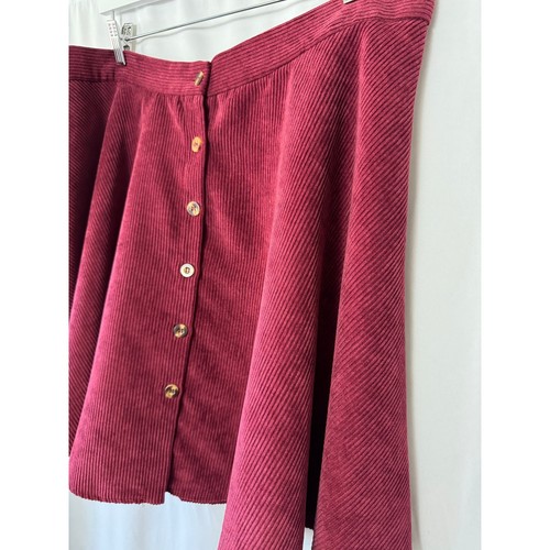 Shein Curve burgunderroter Cordrock mit Knopfleiste - Größe 2XL - Bild 2 von 5