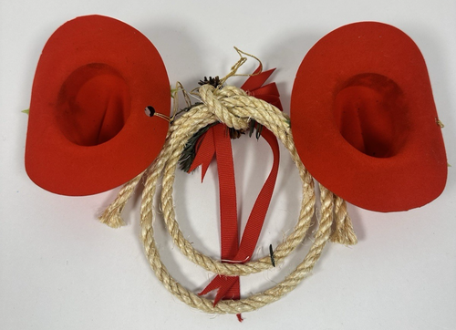 Vintage MCM Felted Flocked Cowboy Hat Ornament Lasso Rope Lot of 3 60s 70s - Picture 4 of 7