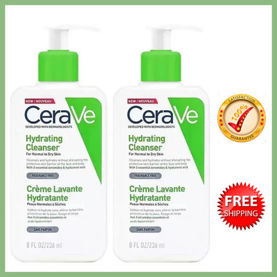 2 Stück CeraVe Feuchtigkeitsspendender Reiniger Normale bis Trockene Haut 236 ml