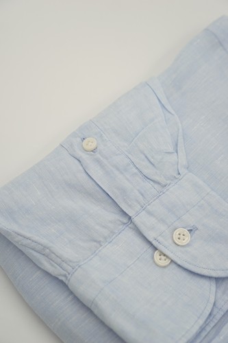 Men Suitsupply Shirt Blue Pure Linen Slim Size 41 L / 42L 16L / 16.5L MLA548 - Picture 4 of 7