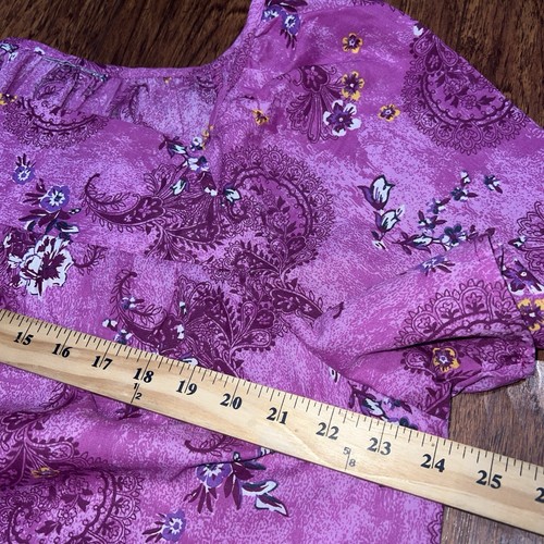 House Dress Mumu Kaftan Gown Womens Large Cotton Comfort Ruffle Lounge Purple - Picture 8 of 14
