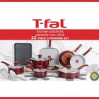 T-fal Kitchen Solutions Ceramic, 22 Piece Cookware Set, Red