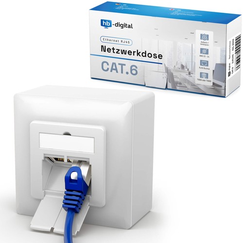 Netzwerkdose Cat6 Cat6a Cat5e 1-2-Fach RJ45 LAN Ethernet Netzwerk Daten LAN Dose - Bild 69 von 137