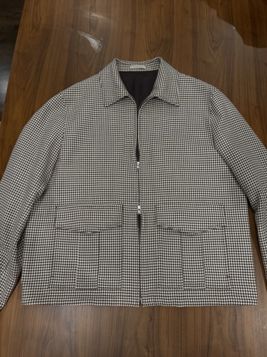 Rare Suitsupply Houndstooth Wool Linen Silk Bomber Jacket. Sz 58. Double YKK Zip - Picture 2 of 10