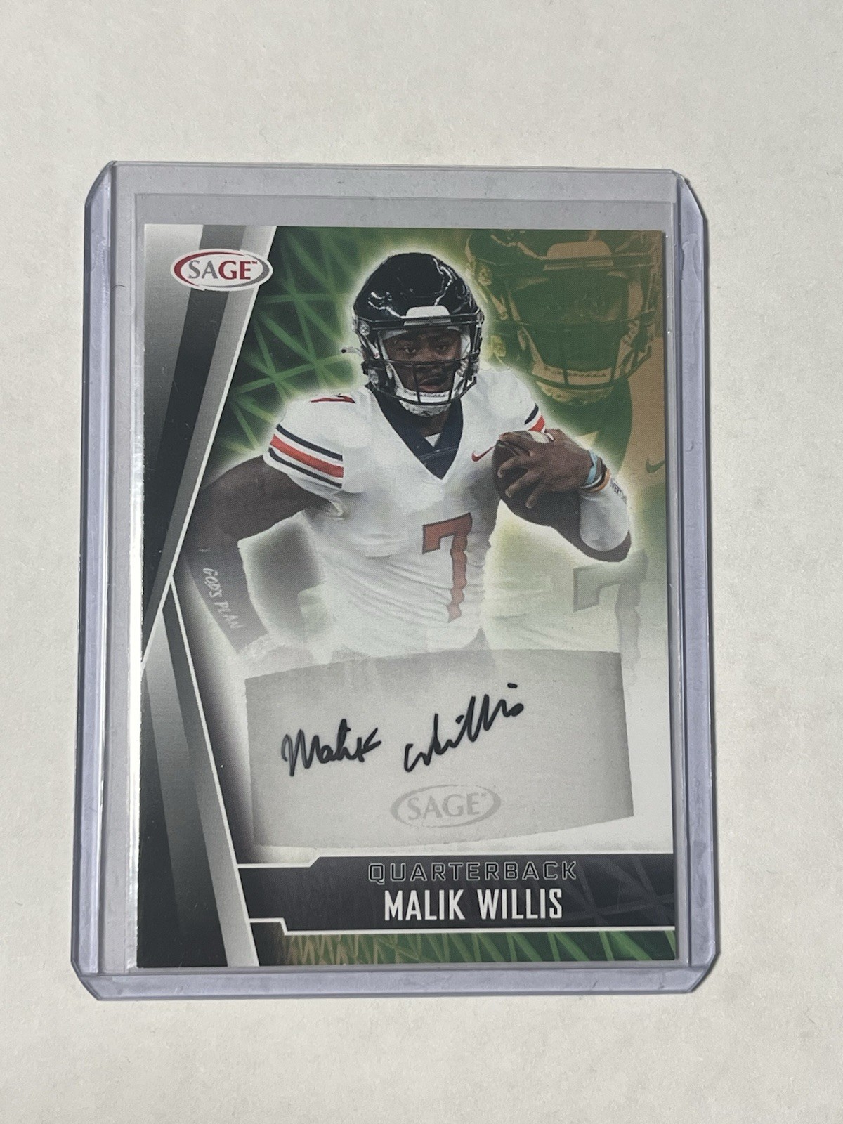 Malik Willis Sage Low Series Autographs #AMW Black