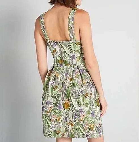 ModCloth Fit & Flare Kleid mit Blumenmuster Jacquard Damen 2 ärmellose Taschen - Bild 5 von 19