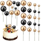 30 Pcs Gold and Black Cake Balls Mixed Silver Decorative Inserts Miss
