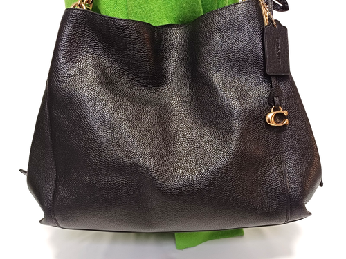 COACH DALTON 31 BLACK POLISHED PEBBLED LEATHER HOBO SHOULDER HANDBAG 73545 - Picture 2 of 16