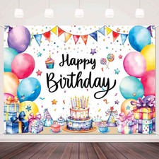 LDWLYW 7x5ft Colorful Birthday Backdrop Banner Large Happy Birthday Party Decora