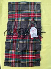 100 Cashmere Scarf Hand Tailored Made In Germany NWT Plaid Soft Fringe