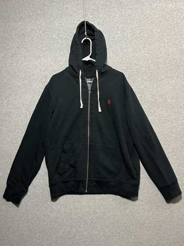 Polo Ralph Lauren Sudadera con Capucha Suéter Para Hombre XL Negro Grueso Cremallera Completa