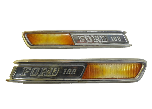 Vintage OEM Ford F-100 Hood Side Emblems 1968-1972 Pickup Left Right - Picture 1 of 12